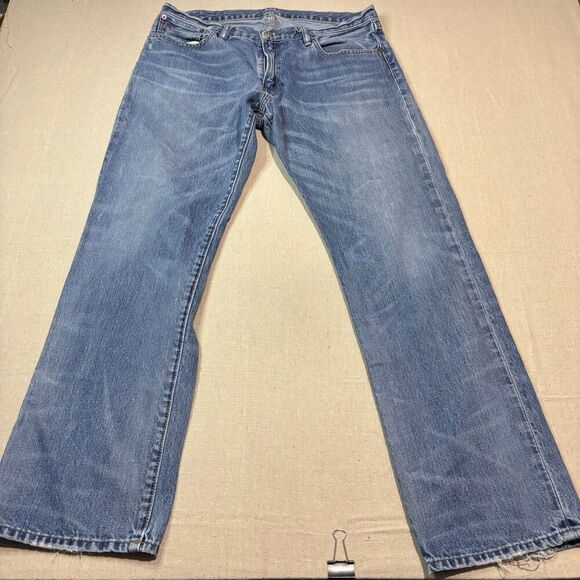 POLO RALPH LAUREN Men's Classic Fit Straight Leg Blue Jeans Light Wash Sz 36x32 - Picture 2 of 8